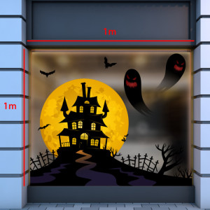 Decal dán tường Decal Halloween- Lâu đài dưới ánh trăng