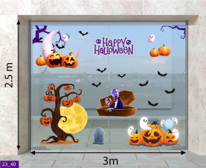 Decal dán tường Decal Halloween -ma cà rồng và bí ngô Decal dán tường Decal Halloween -ma cà rồng và bí ngô
