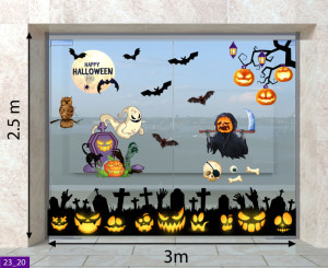 Decal dán tường Decal Halloween -mụ phù thủy và bóng ma Decal dán tường Decal Halloween -mụ phù thủy và bóng ma