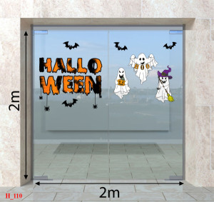 Decal dán tường Decal Halloween- Những bóng ma trắng và quả bí 