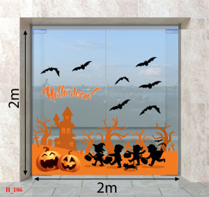 Decal dán tường Decal Halloween- Những đứa trẻ chơi halloween