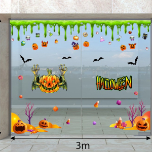 Decal dán tường Decal Halloween -slime xanh và bí ngô