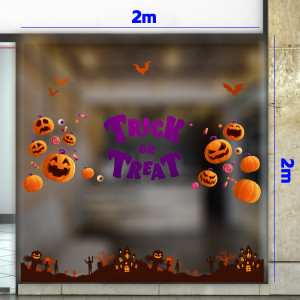Decal dán tường Decal Halloween -thành phố ma và quá bí ngô vàng vui nhộn Decal dán tường Decal Halloween -thành phố ma và quá bí ngô vàng vui nhộn