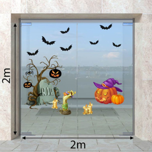 Decal dán tường Decal Halloween -Trái bí ma và đèn cầy