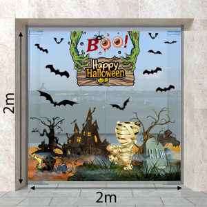 Decal dán tường Decal Halloween xác ướp và bầy dơi