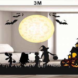 Decal dán tường Decal halloween mặt trăng và dơi 3 Decal dán tường Decal halloween mặt trăng và dơi 3