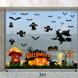 Decal dán tường Decal Halloween - Bóng ma đen và xác ướp ,bí ngô