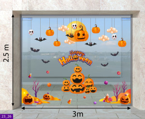 Decal dán tường Decal Halloween-Những qua bí ngô treo Decal dán tường Decal Halloween-Những qua bí ngô treo