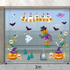 Decal dán tường Decal Halloween Bóng ma trắng và họp sọ