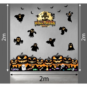 Decal dán tường Decal halloween bóng ma đen và ma bí ngô 1 Decal dán tường Decal halloween bóng ma đen và ma bí ngô 1