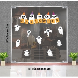 Decal dán tường Decal halloween bóng ma trắng vui nhộn