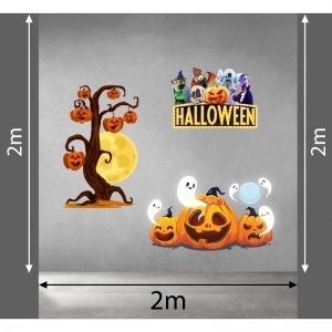 Decal dán tường Decal halloween cây ma bí ngô