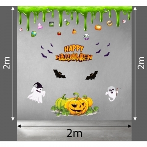 Decal dán tường Decal halloween dây treo, bí ngô, bóng ma trắng Decal dán tường Decal halloween dây treo, bí ngô, bóng ma trắng