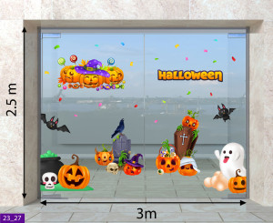 Decal dán tường Decal Halloween- những quả bí ngô và bóng ma 1 Decal dán tường Decal Halloween- những quả bí ngô và bóng ma 1