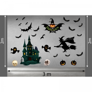 Decal dán tường Decal halloween lâu đài ma