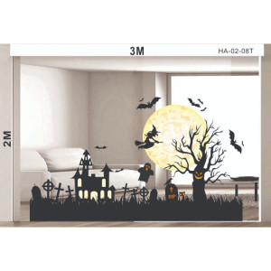 Decal dán tường Decal halloween lâu đài và cây bóng ma 2 Decal dán tường Decal halloween lâu đài và cây bóng ma 2