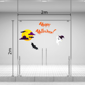 Decal dán tường Decal halloween Mặt trăng, dơi, bóng ma