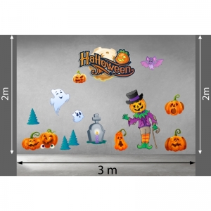 Decal dán tường Decal halloween Nghĩa địa bí ngô