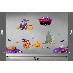 Decal dán tường Decal halloween nghĩa địa và phù thủy