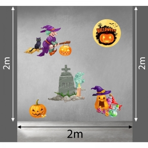 Decal dán tường Decal halloween phù thủy cỡi chổi  Decal dán tường Decal halloween phù thủy cỡi chổi