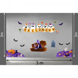 Decal dán tường Decal halloween quan tài ma