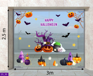 Decal dán tường Decal Halloween -Qủa bí ngô vàng và đen Decal dán tường Decal Halloween -Qủa bí ngô vàng và đen