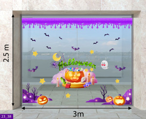 Decal dán tường Decal Halloween- Qủa bí ngô và quà nến Decal dán tường Decal Halloween- Qủa bí ngô và quà nến