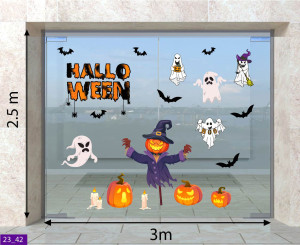 Decal dán tường Decal Halloween -Trái bí và ma Decal dán tường Decal Halloween -Trái bí và ma