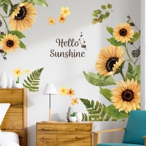 Decal dán tường Decal hoa hướng dương dán tường, khổ nhỏ chi tiết rời