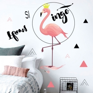 Decal dán tường Decal dán tường hồng hạc đơn phương, dán nhìn 2 mặt, trang trí quán cafe, TPHCM