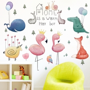 Decal dán tường Decal dán tường decal hồng hạc và bạn thú, chi tiết rời, phòng bé, giá rẻ tại TPHCM Decal dán tường Decal dán tường decal hồng hạc và bạn thú, chi tiết rời, phòng bé, giá rẻ tại TPHCM