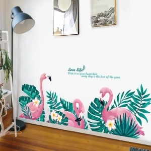 Decal dán tường Giấy decal hồng hạc dán tường phòng ngủ vợ chồng quán đẹp