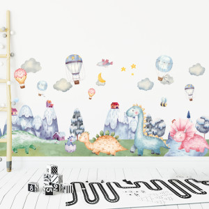 Decal dán tường Decal khủng long vintage phong cách hàn quốc dán tường phòng bé, lớp học mầm non đẹp Decal dán tường Decal khủng long vintage phong cách hàn quốc dán tường phòng bé, lớp học mầm non đẹp