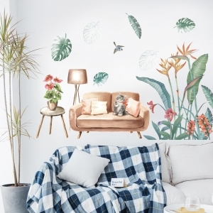 Decal dán tường Decal dán tường decal lá xanh hoa sắc màu trang trí, chi tiết rời, trang trí phòng khách, cao cấp TPHCM Decal dán tường Decal dán tường decal lá xanh hoa sắc màu trang trí, chi tiết rời, trang trí phòng khách, cao cấp TPHCM