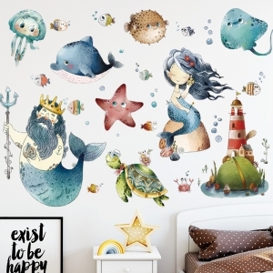 Decal dán tường Decal dán tường decal nàng tiên cá và cá đại dương, chi tiết rời, dán phòng bé, đẹp ở TPHCM Decal dán tường Decal dán tường decal nàng tiên cá và cá đại dương, chi tiết rời, dán phòng bé, đẹp ở TPHCM