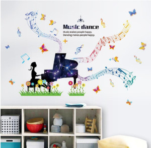 Decal dán tường Decal dán tường decal nghệ sĩ chơi đàn piano, dán theo sở thích, dán tủ trà sữa, TPHCM