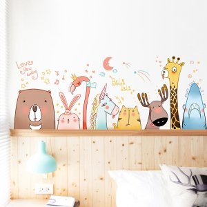 Decal dán tường Decal ngựa hươu gấu hàn quốc dán phòng bé trường mầm non