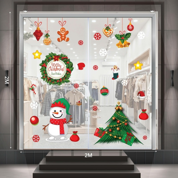 Decal dán tường Decal người tuyết vui bên cây thông noel 2025 Decal dán tường Decal người tuyết vui bên cây thông noel 2025