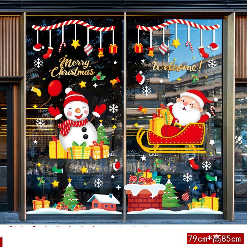 Decal dán tường Decal Noel - Ông già và  người tuyết   (H)