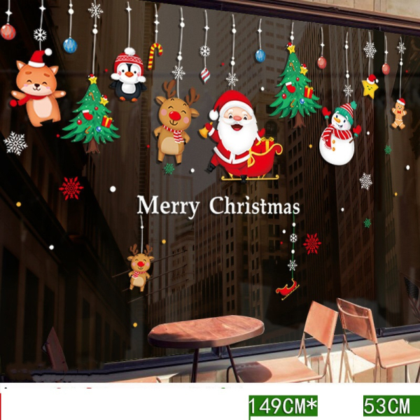 Decal dán tường Decal Noel- Dây treo ông già noel và cây thông  (H) Decal dán tường Decal Noel- Dây treo ông già noel và cây thông  (H)