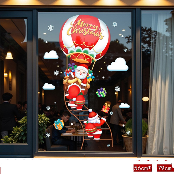 Decal dán tường Decal Noel- Ông già leo thang (H)