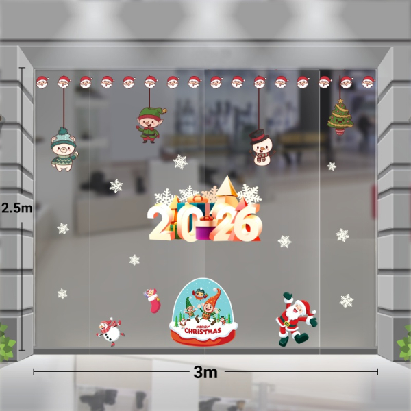 Decal dán tường Decal noel 2025 mừng năm mới 2026 dán kính 3m