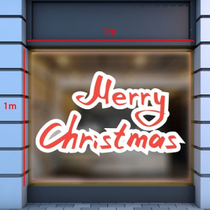 Decal dán tường Decal noel chữ merry christmas màu đỏ viền trắng