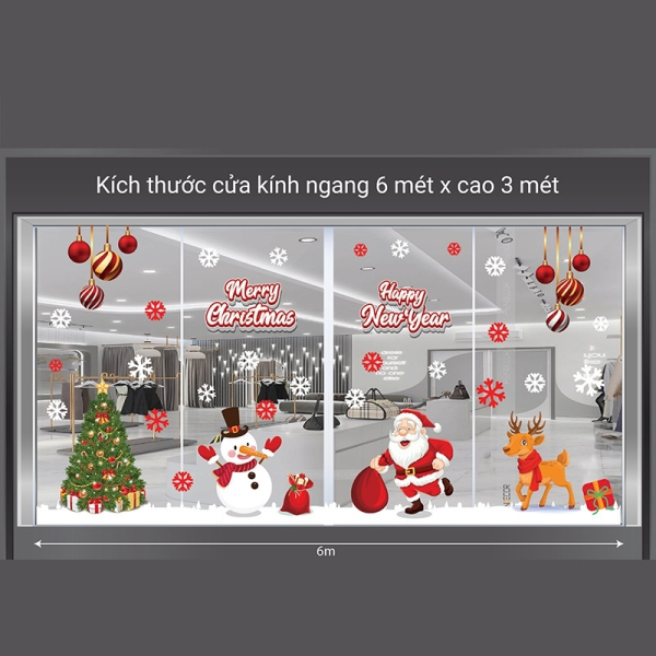 Decal dán tường Decal noel dán kính tòa nhà sảnh chung cư 6m Decal dán tường Decal noel dán kính tòa nhà sảnh chung cư 6m