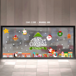 Decal dán tường Decal noel khổ lớn dán kinh sảnh chung cư kính 6m