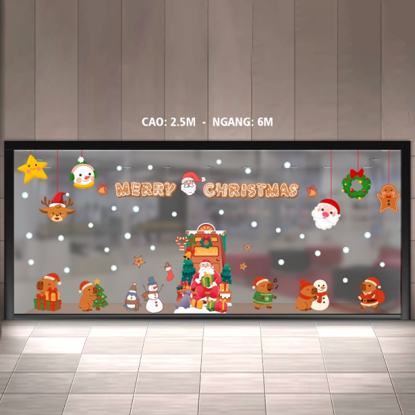 Decal dán tường Decal noel trang trí kính toà nhà chung cư kính 6m