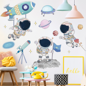 Decal dán tường Decal phi hành gia khám hành tinh vũ trụ, phong cách hàn quốc, dán tường phòng bé Decal dán tường Decal phi hành gia khám hành tinh vũ trụ, phong cách hàn quốc, dán tường phòng bé