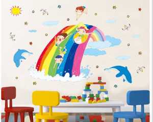 Decal dán tường Decal  sắc màu cầu vồng  Decal dán tường Decal  sắc màu cầu vồng
