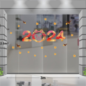 Decal dán tường Decal số 2024 xuân giáp thìn màu đỏ Decal dán tường Decal số 2024 xuân giáp thìn màu đỏ