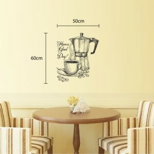 Decal dán tường Decal Tách cà phê và máy pha cà phê Decal dán tường Decal Tách cà phê và máy pha cà phê